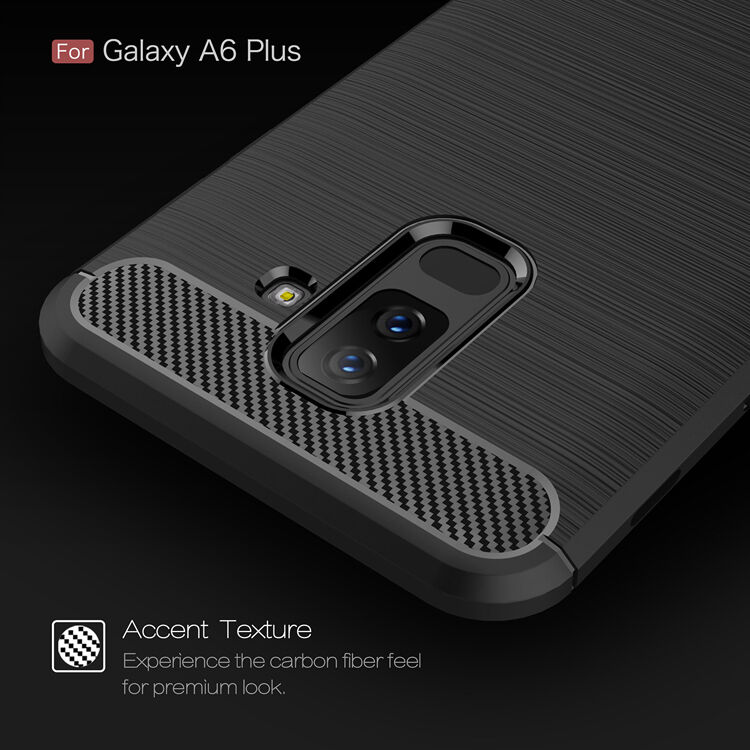 Plastový kryt s broušenou texturou pro Samsung Galaxy A6 Plus (2018) - tmavěmodrý