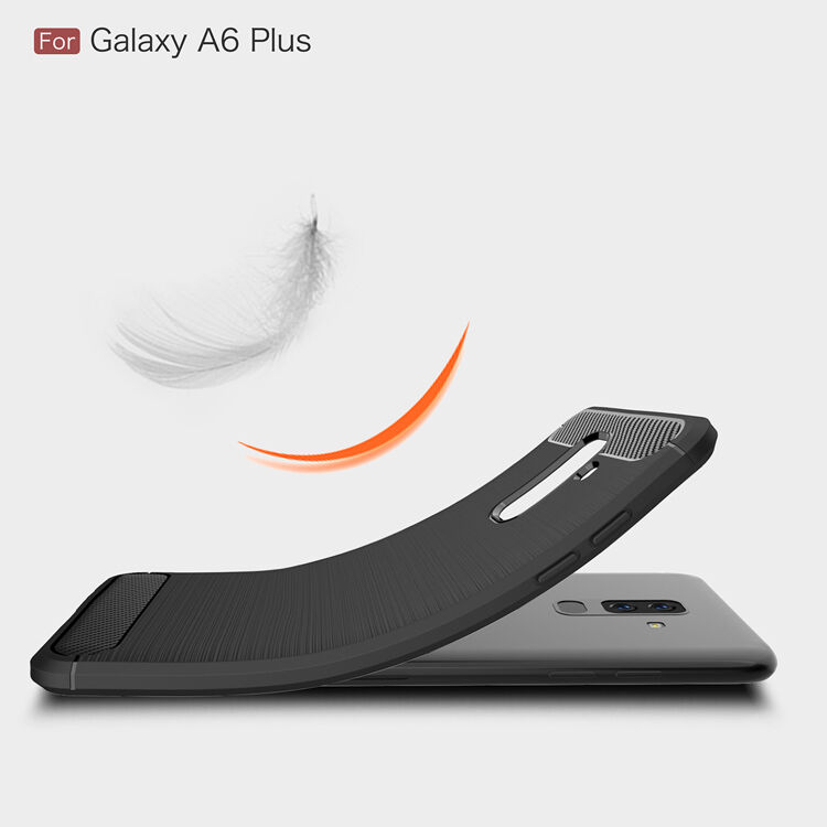 Plastový kryt s broušenou texturou pro Samsung Galaxy A6 Plus (2018) - tmavěmodrý