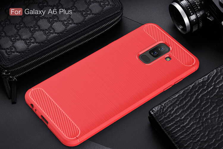 Plastový kryt s broušenou texturou pro Samsung Galaxy A6 Plus (2018) - tmavěmodrý