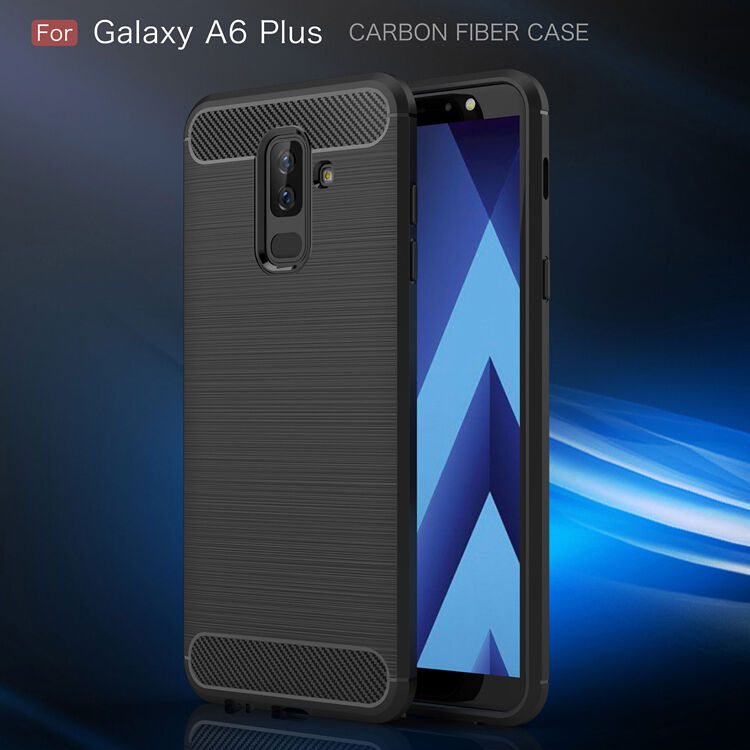 Plastový kryt s broušenou texturou pro Samsung Galaxy A6 Plus (2018) - šedý
