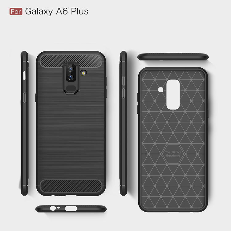 Plastový kryt s broušenou texturou pro Samsung Galaxy A6 Plus (2018) - šedý
