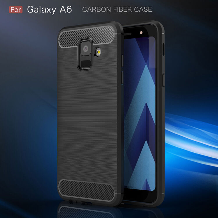 Plastový kryt s broušenou texturou pro Samsung Galaxy A6 (2018) - šedý