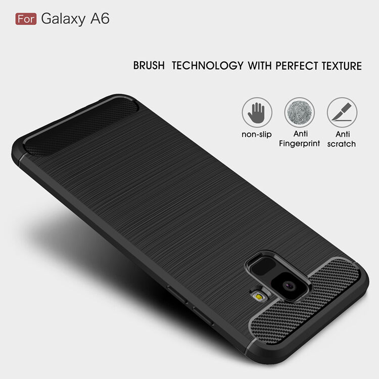 Plastový kryt s broušenou texturou pro Samsung Galaxy A6 (2018) - šedý