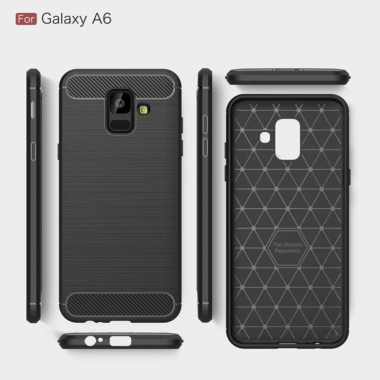 Plastový kryt s broušenou texturou pro Samsung Galaxy A6 (2018) - šedý