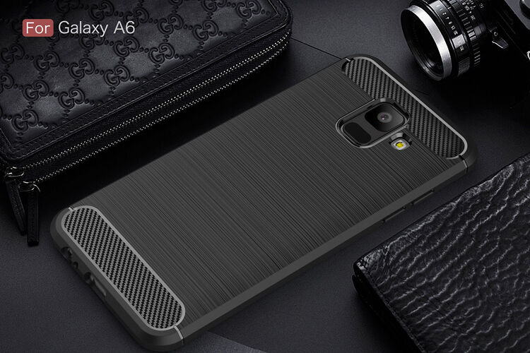 Plastový kryt s broušenou texturou pro Samsung Galaxy A6 (2018) - šedý