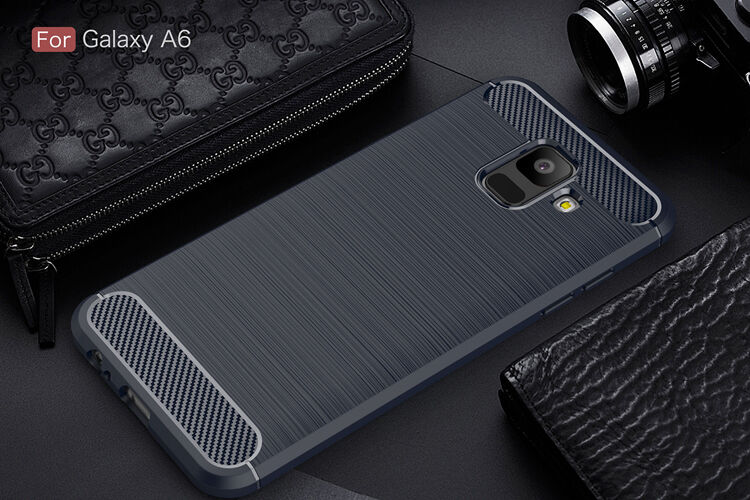 Plastový kryt s broušenou texturou pro Samsung Galaxy A6 (2018) - šedý
