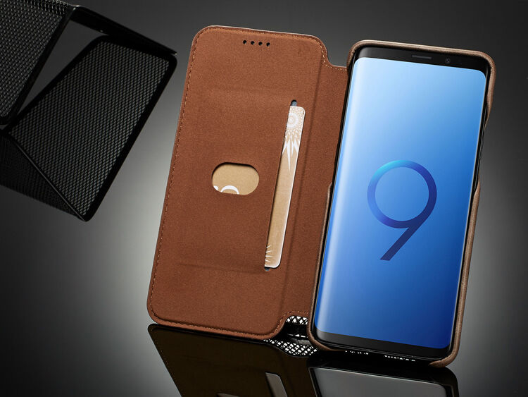 LC.Imeeke kožené flipové pouzdro pro Samsung Galaxy S9 - hnědé