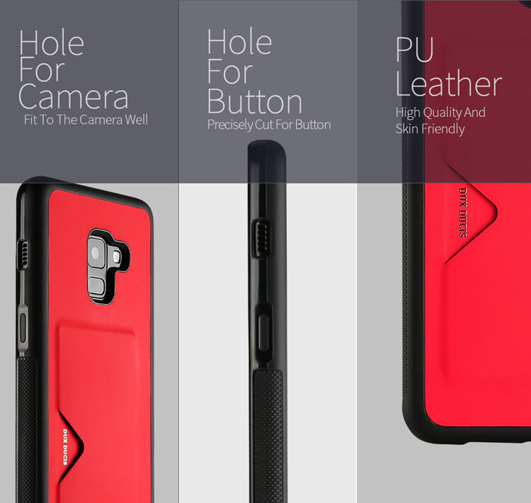 Dux Ducis Pocard kožený kryt pro Samsung Galaxy A8 (2018) - červený