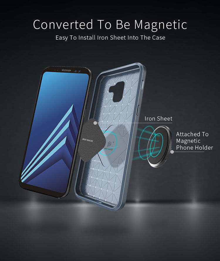 Dux Ducis S kryt s broušenou texturou pro Samsung Galaxy A8 Plus (2018) - modrý