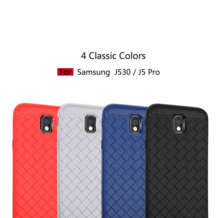 Plastový kryt s proplétanou texturou pro Samsung Galaxy J5 (2017) - červený