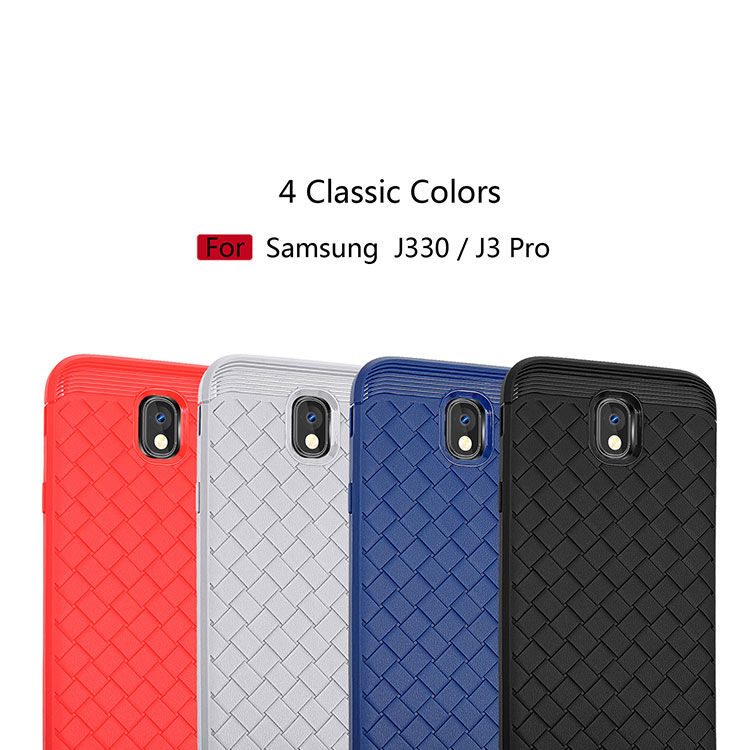 Plastový kryt s proplétanou texturou pro Samsung Galaxy J3 (2017) - šedý