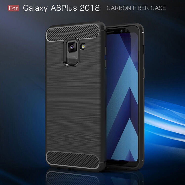 Plastový kryt s broušenou texturou pro Samsung Galaxy A8 Plus (2018) - černý