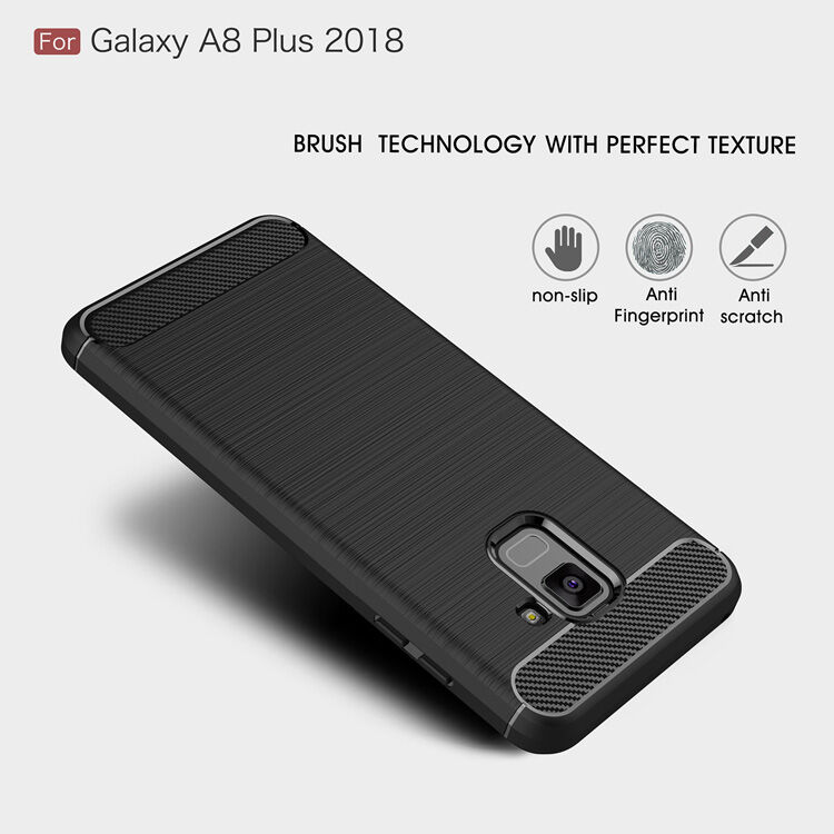 Plastový kryt s broušenou texturou pro Samsung Galaxy A8 Plus (2018) - černý