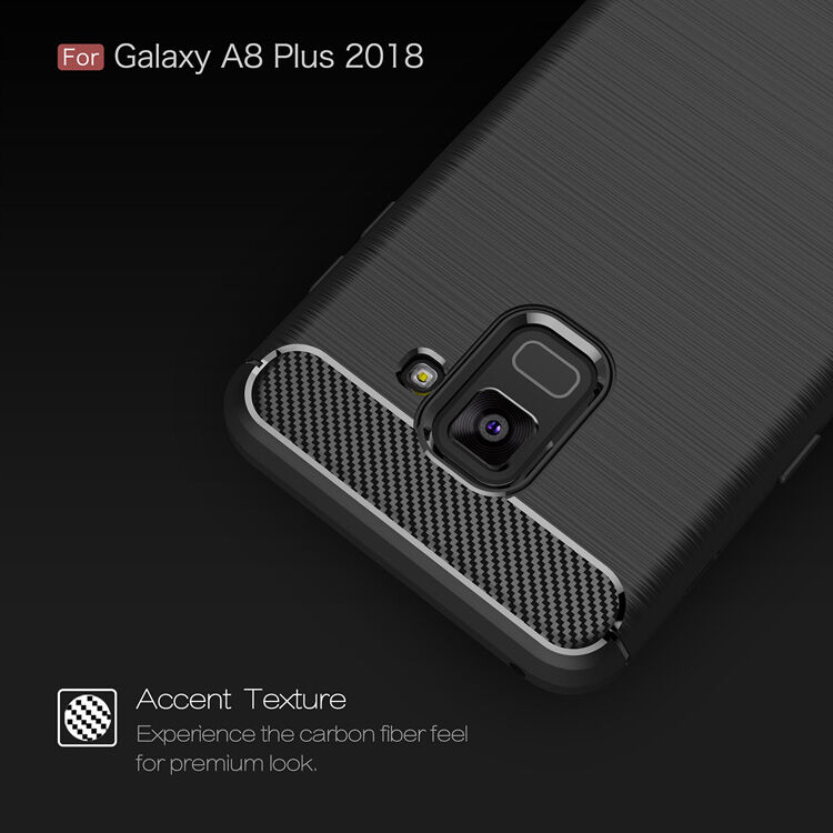 Plastový kryt s broušenou texturou pro Samsung Galaxy A8 Plus (2018) - černý