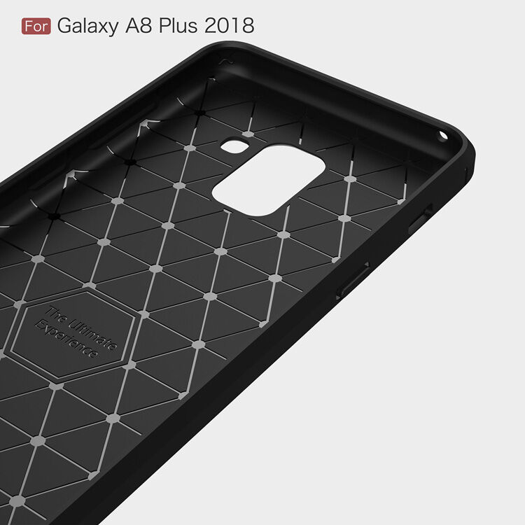 Plastový kryt s broušenou texturou pro Samsung Galaxy A8 Plus (2018) - černý