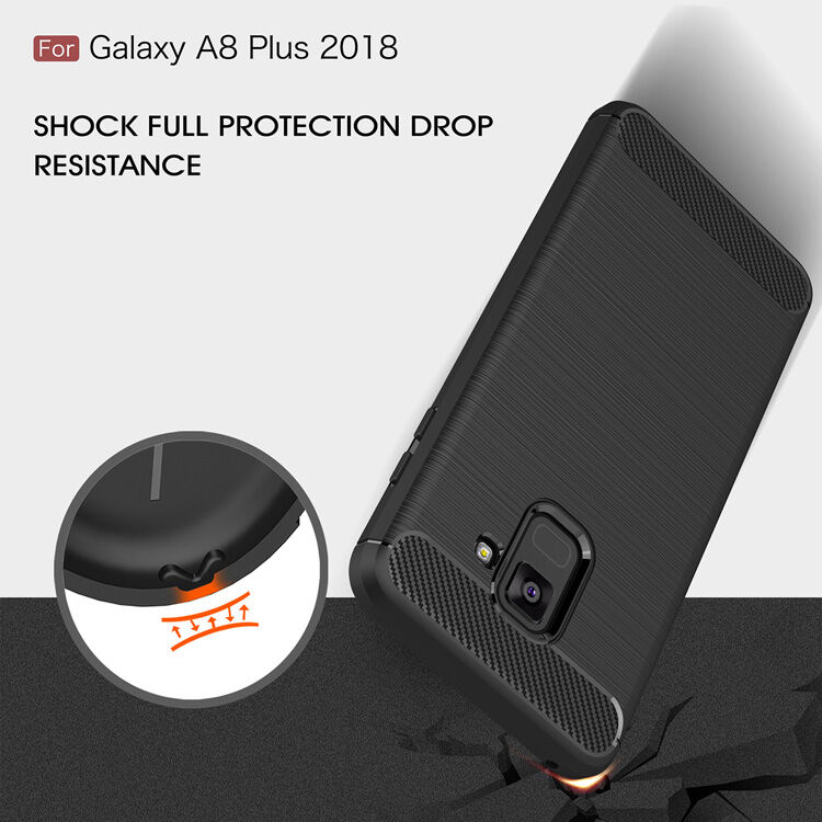 Plastový kryt s broušenou texturou pro Samsung Galaxy A8 Plus (2018) - černý