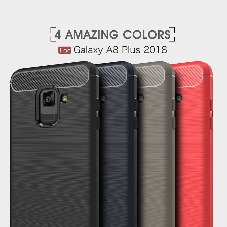 Plastový kryt s broušenou texturou pro Samsung Galaxy A8 Plus (2018) - černý