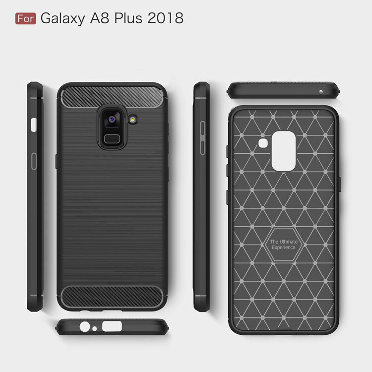 Plastový kryt s broušenou texturou pro Samsung Galaxy A8 Plus (2018) - černý