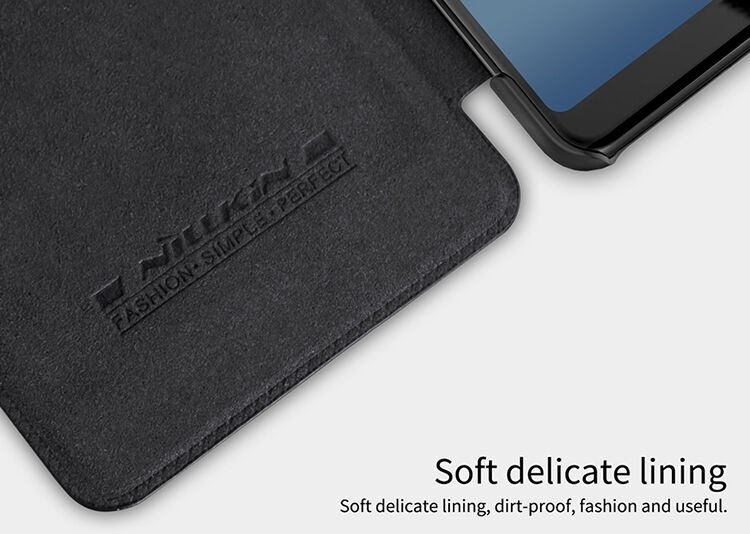 Nillkin Qin kožené flipové pouzdro pro Samsung Galaxy A8 (2018) - černé