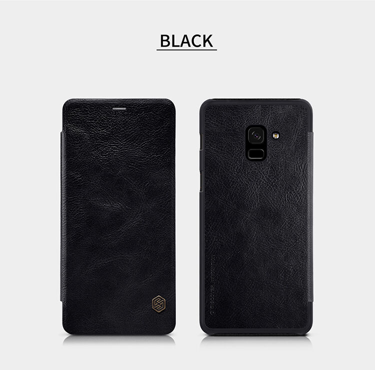 Nillkin Qin kožené flipové pouzdro pro Samsung Galaxy A8 Plus (2018) - hnědé