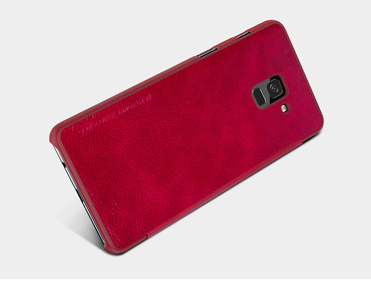 Nillkin Qin kožené flipové pouzdro pro Samsung Galaxy A8 Plus (2018) - černé