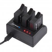 Puluz nabíječka baterií s LED kontrolkou a porty USB-C / Micro USB - černá