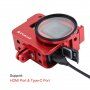 Puluz ochranný obal s 52 mm UV objektivem pro GoPro HERO (2018) / 7 Black / 6 Black / 5 Black - červený