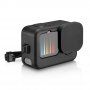 Puluz silikonový ochranný obal s krytem objektivu a bočního rozhraní a řemínek na zápěstí pro GoPro HERO9 Black - černý