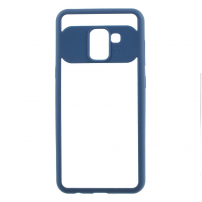 Plastový čirý kryt s rámečkem pro Samsung Galaxy A8 (2018) - modrý