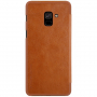 Nillkin Qin kožené flipové pouzdro pro Samsung Galaxy A8 Plus (2018) - hnědé