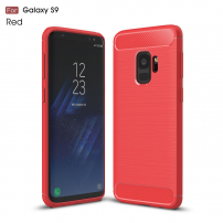 Plastový kryt s broušenou texturou pro Samsung Galaxy S9 - červený