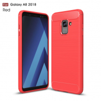 Plastový kryt s broušenou texturou pro Samsung Galaxy A8 (2018) - červený