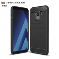 Plastový kryt s broušenou texturou pro Samsung Galaxy A8 Plus (2018) - černý