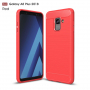 Plastový kryt s broušenou texturou pro Samsung Galaxy A8 Plus (2018) - červený