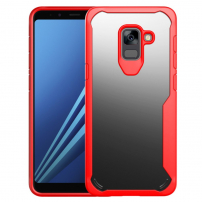 Nárazuvzdorný plastový kryt pro Samsung Galaxy A8 Plus (2018) - červený