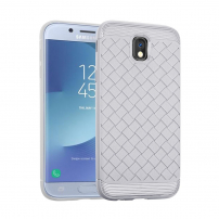 Plastový kryt s proplétanou texturou pro Samsung Galaxy J3 (2017) - šedý