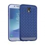 Plastový kryt s proplétanou texturou pro Samsung Galaxy J3 (2017) - modrý