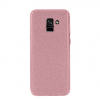 Nxe Plastový třpytivý kryt  pro Samsung Galaxy A8 (2018) - růžovozlatý