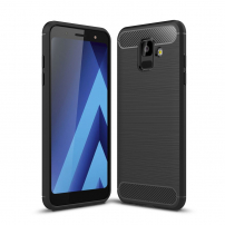 Plastový kryt s broušenou texturou pro Samsung Galaxy A6 (2018) - černý