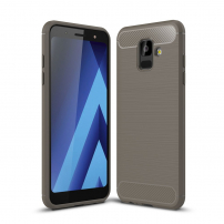 Plastový kryt s broušenou texturou pro Samsung Galaxy A6 (2018) - šedý