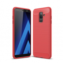 Plastový kryt s broušenou texturou pro Samsung Galaxy A6 Plus (2018) - červený