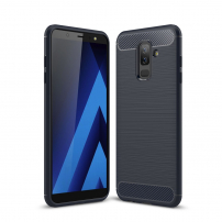 Plastový kryt s broušenou texturou pro Samsung Galaxy A6 Plus (2018) - tmavěmodrý