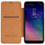 Nillkin Qin kožené flipové pouzdro pro Samsung Galaxy A6 (2018) - hnědé