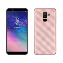 Plastový kryt s texturou karbonu pro Samsung Galaxy A6 Plus (2018) - růžovozlatý