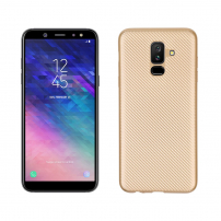 Plastový kryt s texturou karbonu pro Samsung Galaxy A6 Plus (2018) - zlatý
