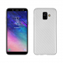 Plastový kryt s texturou karbonu pro Samsung Galaxy A6 (2018) - stříbrný