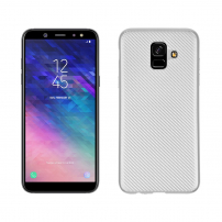 Plastový kryt s texturou karbonu pro Samsung Galaxy A6 (2018) - stříbrný