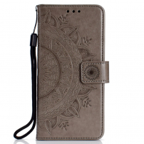 Flipové pouzdro s otiskem mandala pro Samsung Galaxy A6 Plus (2018) - šedé