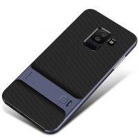 Elegance plastový kryt se stojánkem pro Samsung Galaxy A6 Plus (2018) - tmavěmodrý