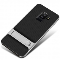 Elegance plastový kryt se stojánkem pro Samsung Galaxy A6 (2018) - stříbrný